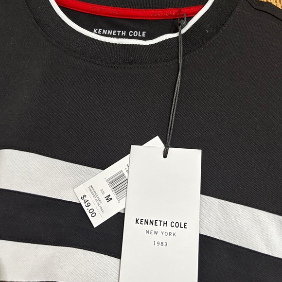 Kenneth Cole New York’s Men’s White & Black Striped Casual Shirt Sz-M - Picture 3 of 5